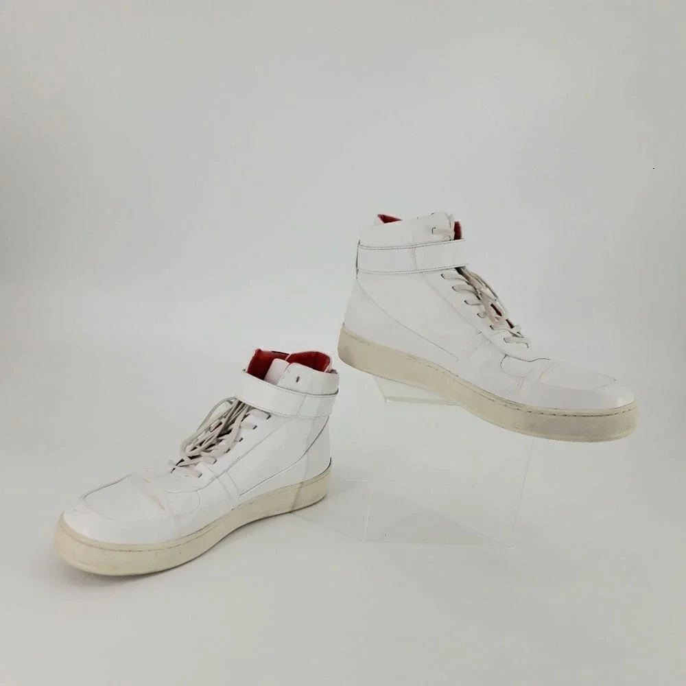 Y2K Calvin Klein Spell Out High Top Sneakers Sz 11‎ Navin Nappa Logo White Black